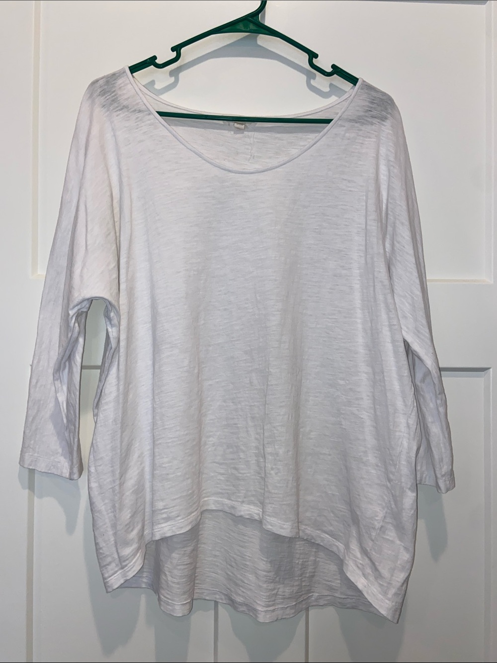 M Eileen Fisher White boat-Neck 3/4 Sleeve organic cotton easy fit Top